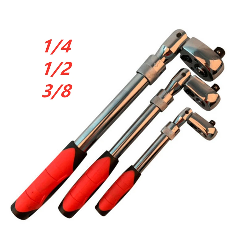 

72 Teeth Torque Ratchet Wrench 1/2" 3/8" 1/4" Allen Key Length Telescopic Socket Wrench For Auto Car Repair Tool