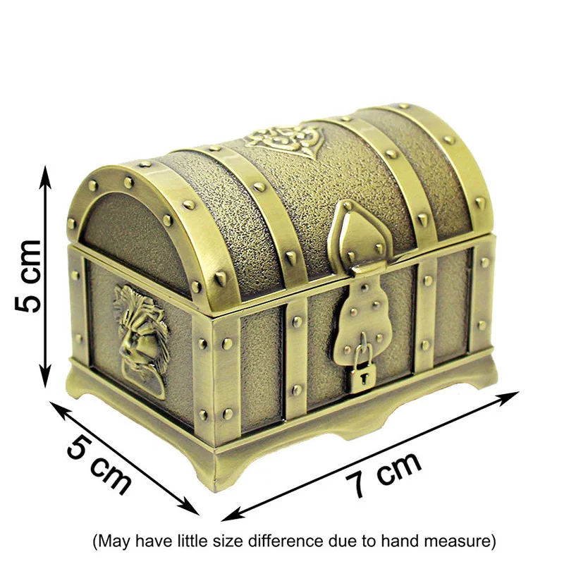 Size 7x5x5cm Vintage Jewelry Box Metal Art Craft Pirates Treasure Chest Trinkets Storage Organizer Gift Package Toy Case Casket