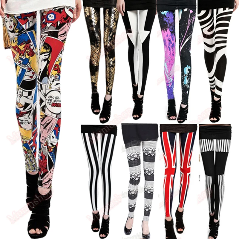 Girl Lady Women Sexy Wild Striped Zebra Print Punk Funky Pencil Thin Leggings Slim Pants