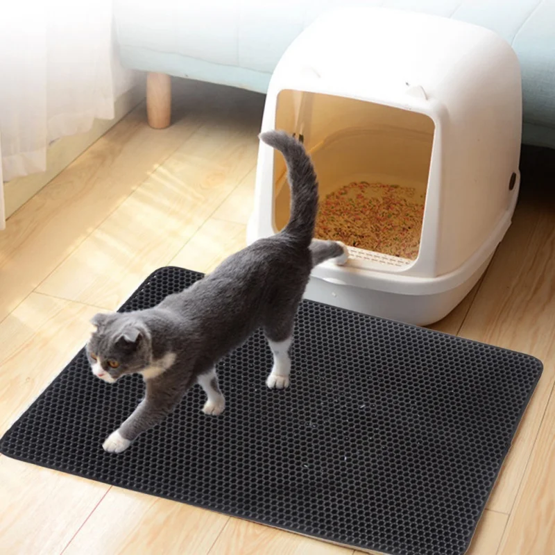 Pet Cat Litter Mat Waterproof EVA Double Layer Cat Litter Trapping Pet Litter Box Mat Clean Pad Products For Cats Accessories