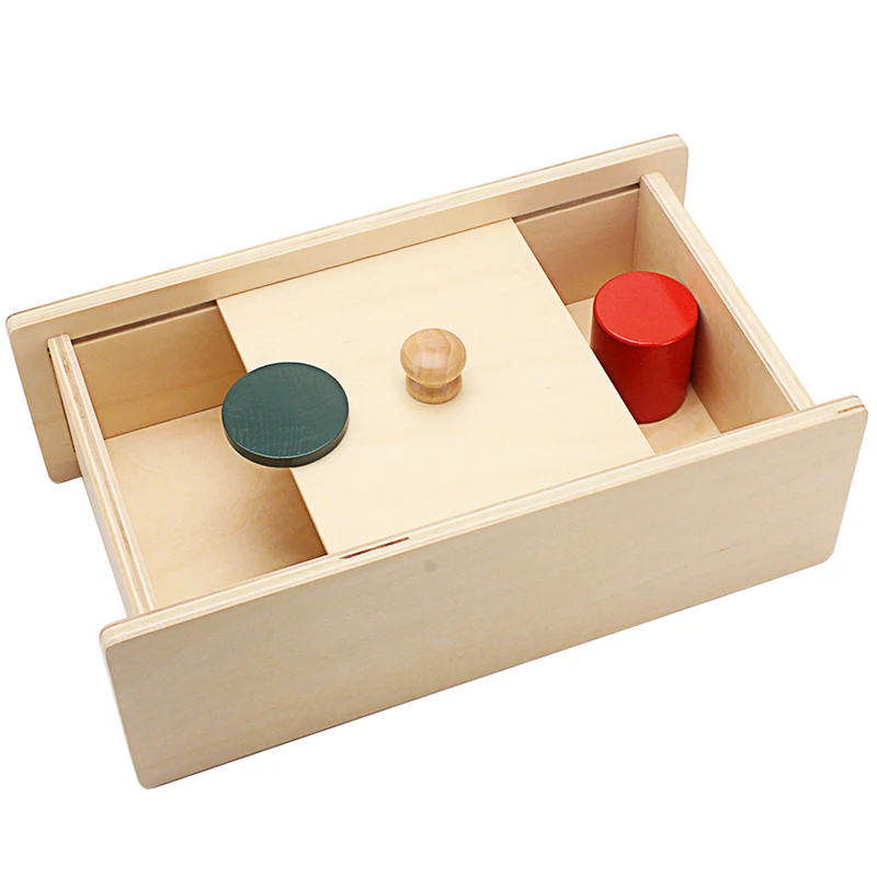 Baby Montessori Sensory Toys Wooden Box with Sliding Lid Attention Practice Game Toys for Infant Toddler Education Teaching Aids