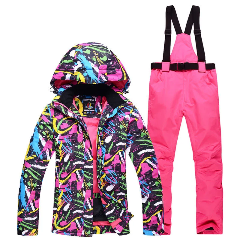 

Wholesales Cheaper Women Snow Suit Winter Outdoor Snowboarding Clothing Waterproof Skiing Costume Sets Jackets + Belt Pants Girl