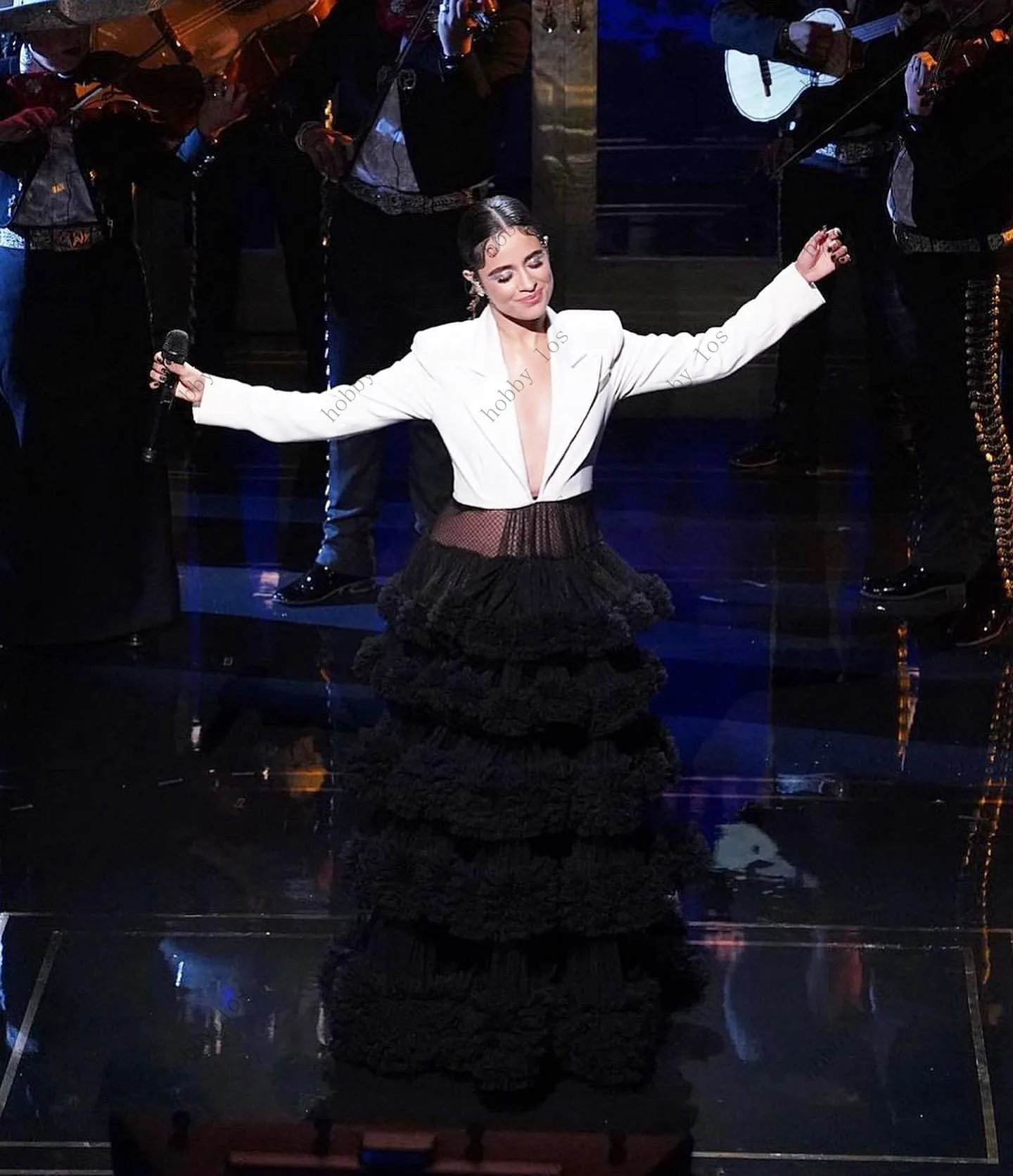 Preto elegante requintado saia feminina tule plissado em camadas até o chão com trem saia de noite fotografia feito sob encomenda mais tamanho