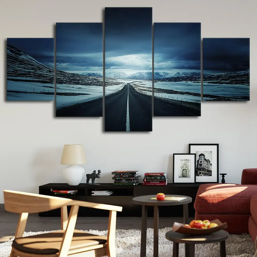 

Long Road Canvas Posters Home Decor Wall Art 5 Pieces Paintings For Living Room HD Prints Landscape Pictures(No Frame)