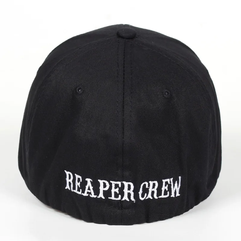 new Black Hats Sons Of Anarchy For Reaper Crew Fitted Baseball Cap Women Men Letters Embroidered Hat Hip Hop Hat For Men