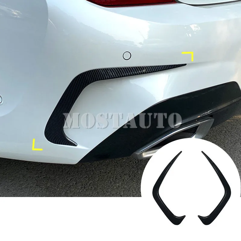 

For BMW 3 Series G20 Carbon Fiber Style Black Rear Bumper Spoiler Air Vent Cover Trim 2019-2021 2pcs