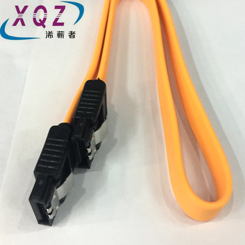 SATA data cable 40cm/1m SATA2.0 serial 7pin to 7pin harddisk cable straight plug 90 degree angle SATA cable red yellow with clip