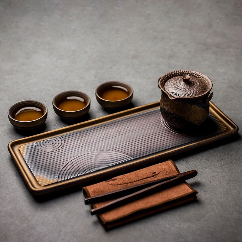 

LUWU ceramic tea trays tea table handmade serving tray kung fu tea accessories