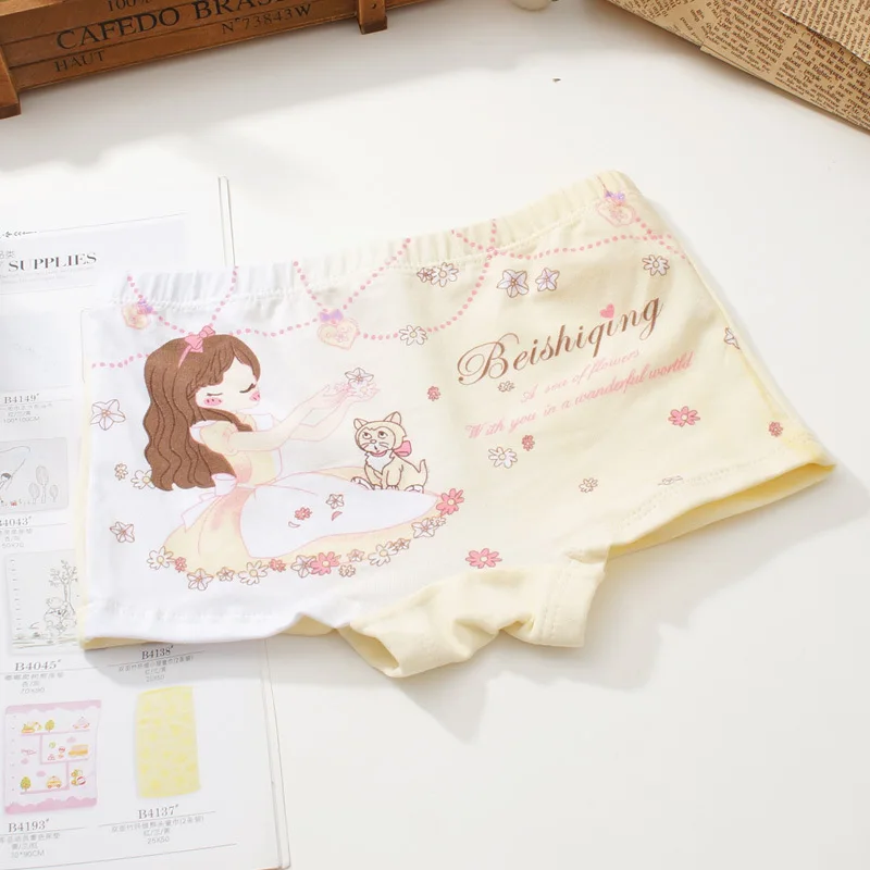 6pcs/lot high quanlity Children girl underwear 100%cotton underwear for 2-12years old girl underwear girls pattern boxer briefs