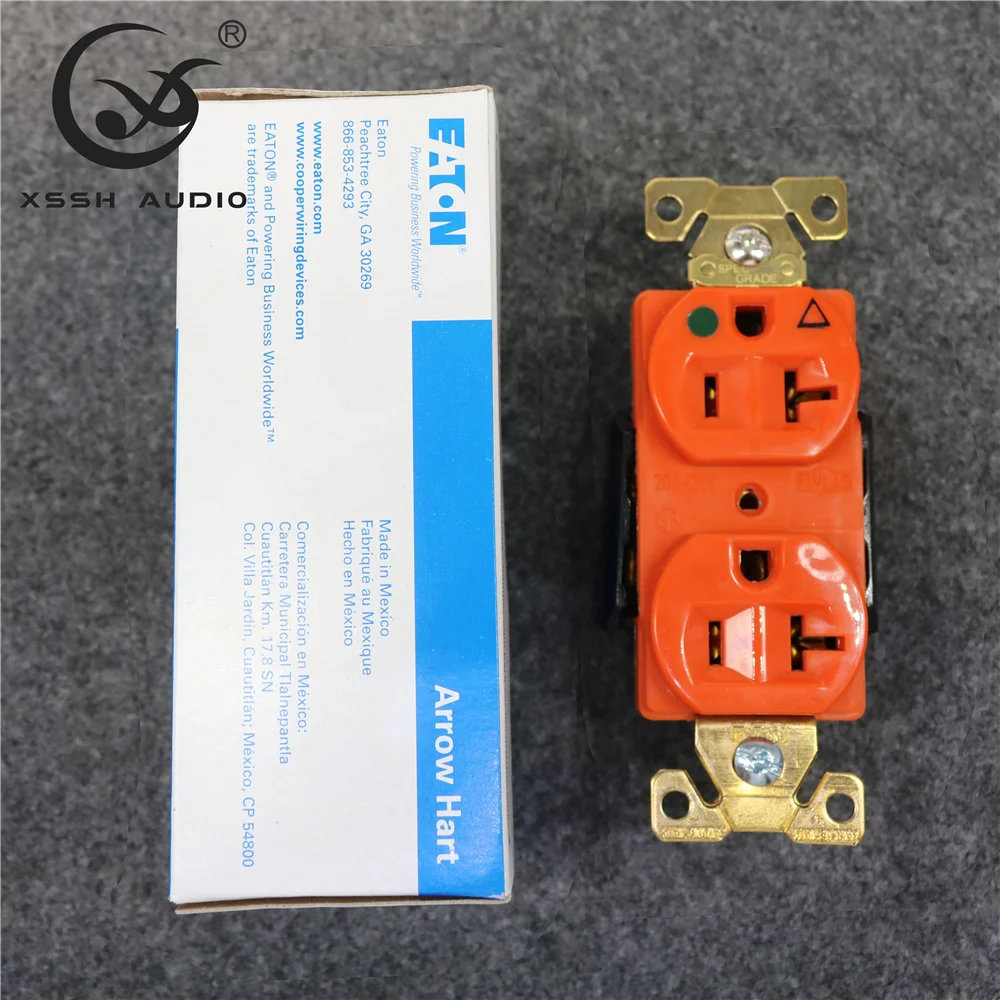 HIFI XSSH OEM Pure Copper Plated Gold 20A 125V Isolated Ground Hospital Grade DUPLEX Receptacle US Power Socket Electric Outlet