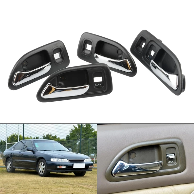 Car Door Handles Chrome Interior Inside Inner Front Rear Driver Passenger Side for Honda Accord 1994-1997