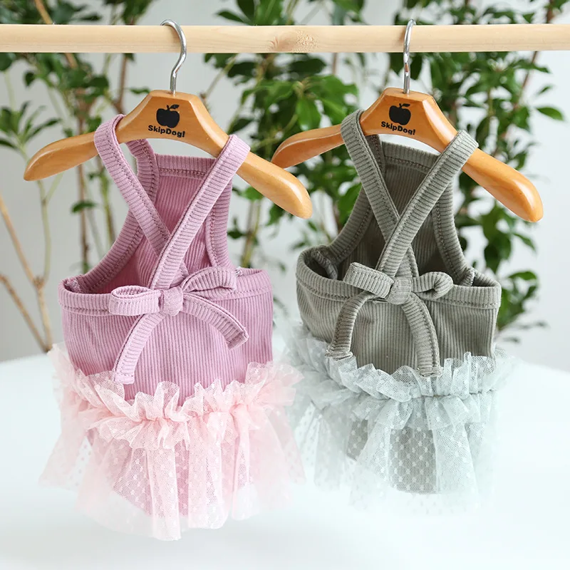 

Korean Suspender Mesh Skirt Dog Dress Pet Products Summer Cotton Clothing For Dogs Cats Rabbit Chihuahua Teddy Dog Clothes