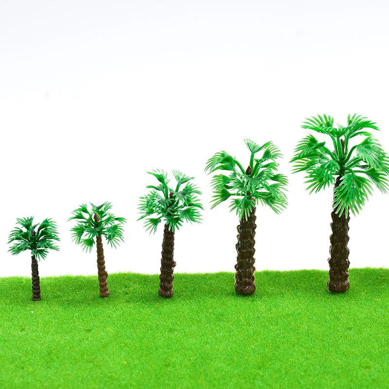 10pcs Model Tree Coconut Palm Tree Artificial Decorative Plant Miniature Landscape Outdoor Garden Accessories Diorama Scenery