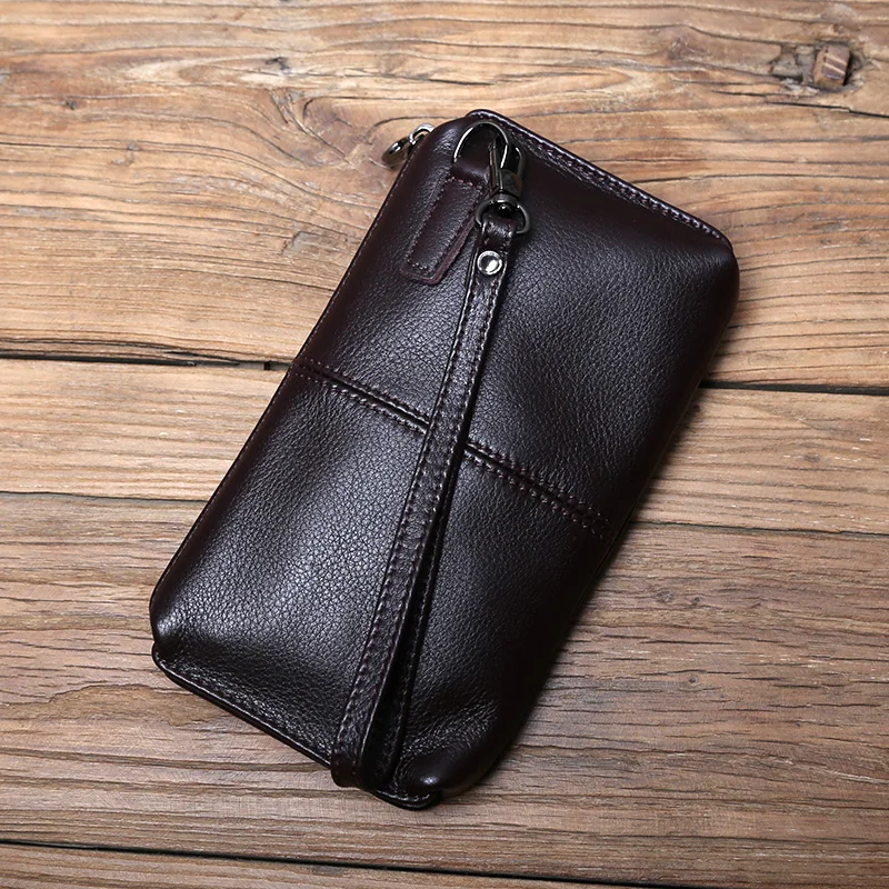 NZPJ männer Leder Lange Brieftasche Erste Schicht Rindsleder Zipper Clutch Tasche Retro Bank Karte Fall Weichem Leder Telefon Fall münze Fall – Detail 16