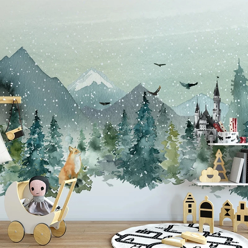 

Custom Photo Wallpaper 3D Hand Painted Castle Forest Animal Children's Bedroom Backdrop Murals Abstract Art Papel De Parede 3D