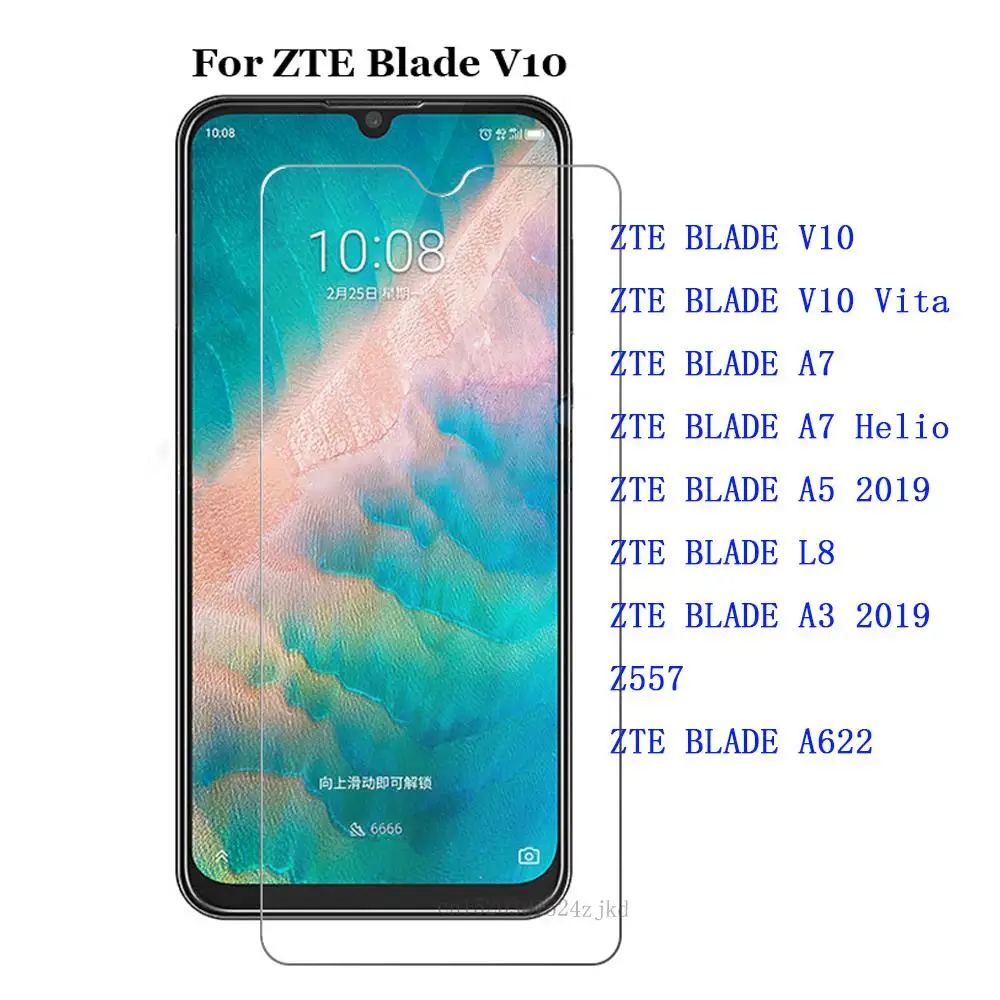 Tempered Glass For ZTE BLADE V10 VITA A7 L8 A3 2019 A5 Helio P60 Z557 A622 Screen Protector 9H Ultra-thin Protective Front Film