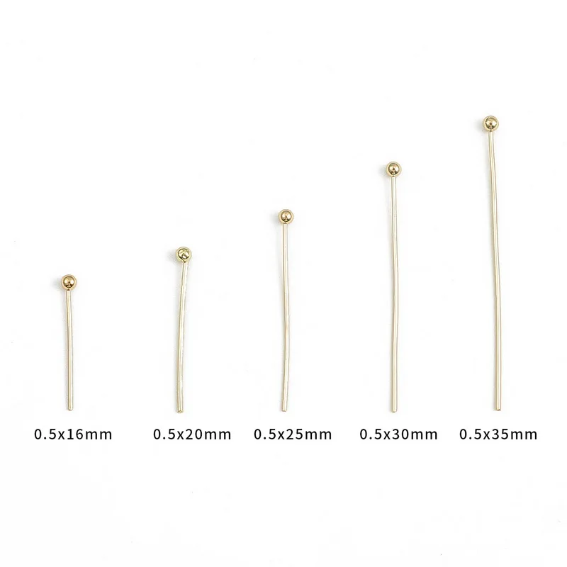 16 20 25 30 35 mm 18K Gold Plated Heads Eye flat Head Pin For DIY Jewelry Making Findings Accessories Bulk Wholesale Supplies