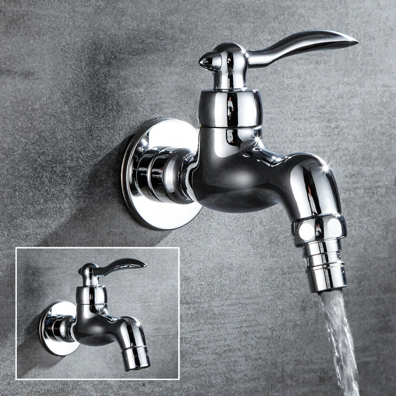 Home Zinc Alloy Faucet Spigot Wall Mounted Garden  Faucet Bathroom Kitchen Sink Mop Pool Outdoor Quick Opening Tap