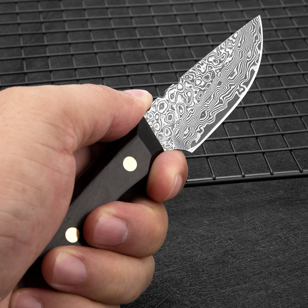 XITUO 3.5-inch Mini Pocket Fruit Knife Full Tang 67-storey Damascus Steel Vg10 Sharp Kitchen Tools Ebon Handle With Knife Sleeve