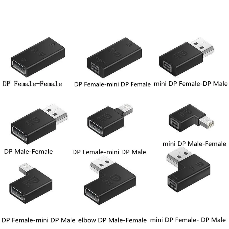 90 Degree Mini Display Port DP 1.4 Adapter Converter Male to Female DP 8K 60Hz 4K Video For Laptop Computer Monitor Projector