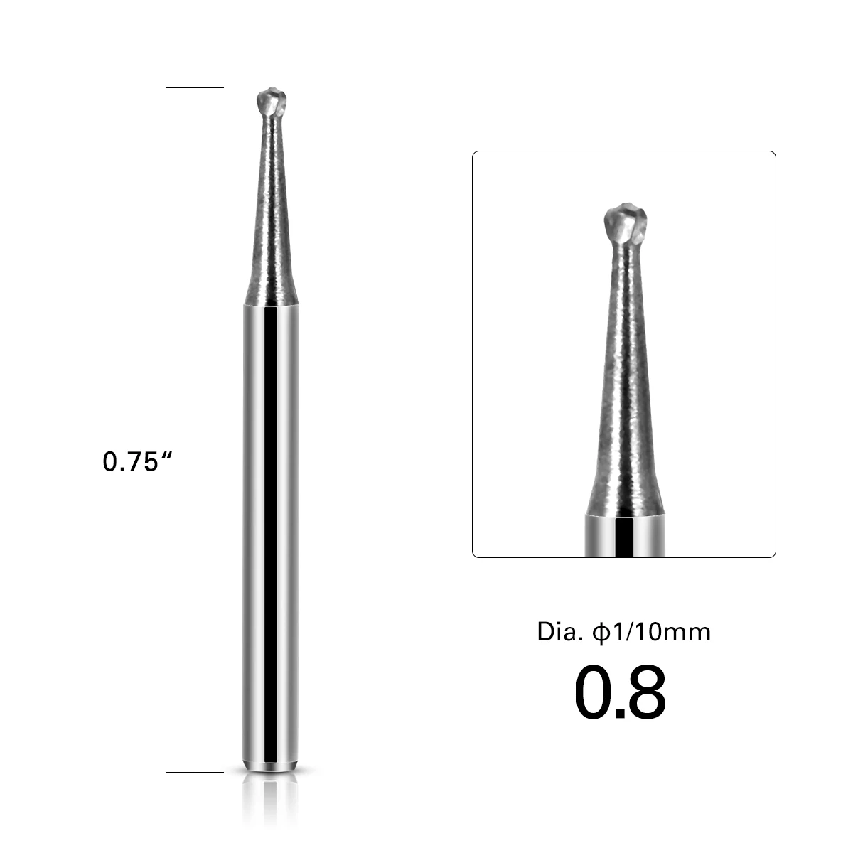 AZDENT Dental-Wolframkarbid-Bohrer, runde Bohrer für Hochgeschwindigkeits-Handstück, FG 1/2/3/4/5 0,8 mm–1,6 mm, Zahnarztwerkzeuge, 10 Stück/Packung – Detail 3