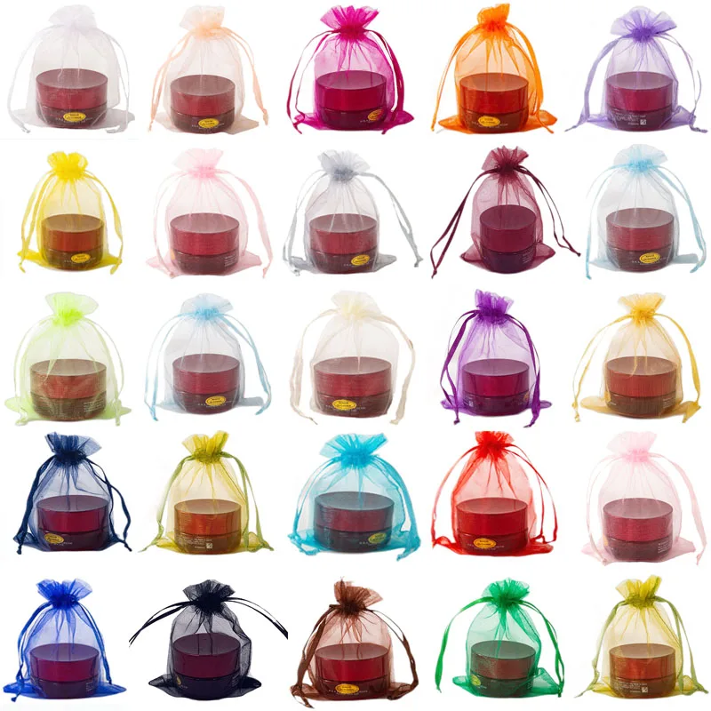 50pcs 22 Colors Jewelry Packaging Bag 7*9 9*12 10*15 13*18cm Organza Bags Gift Storage Wedding Drawstring Pouches Wholesales