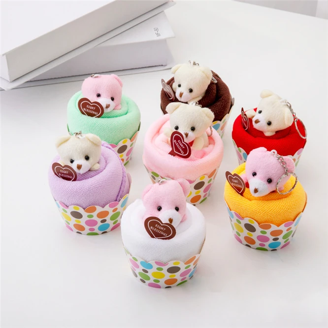 

100pcs Colorful Portable Cute Bear Soft Washing Towel Shaped Ice Cream Gift Favor For Wedding Birthday Party Bear toy gift