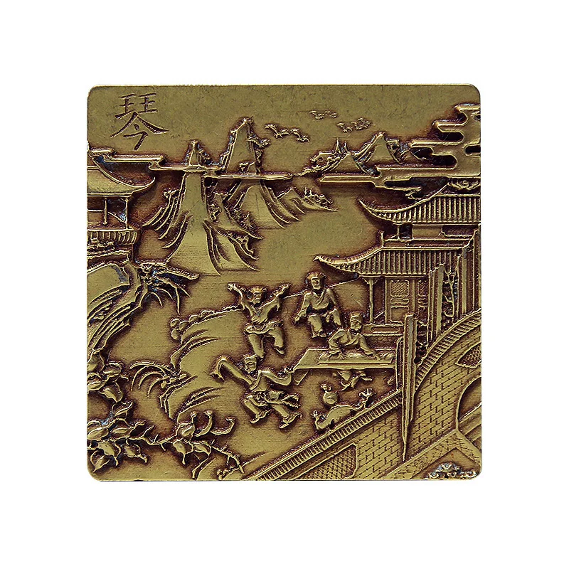 Brass Paperweights Exquisite Metal Relief Craft Paperweight Student Square Chinese Painting Calligraphy Rice Paper Pressing Prop