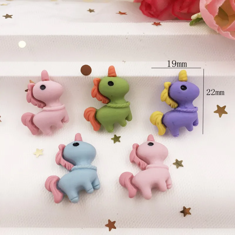 Hand Painted Resin Mix Kawaii Colorful Unicorn Flatback Cabochon Stone 30PCS Scrapbook DIY  Decor Home Figurine Crafts