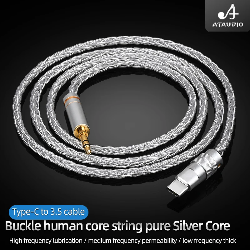 HIFI pure silver USB Type C to 3.5 mm 2.5mm 4.4mm Jack AUX Cable DAC Type-C Audio Kabel for Car Speaker Headphone