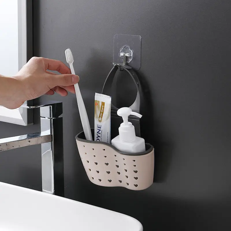 Kitchen Storage Sink Shelf Soap Sponge Drain Rack Silicone Storage Basket Bag Faucet Holder Adjustable Holder Sink Accessories