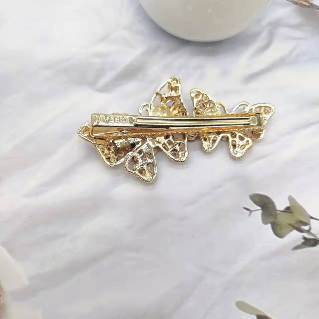 Retro Full Diamond Bangs Hairpin Female Fashion Cute Hairpin Back Head Rhinestone Hair Accessories Rhinestone Butterfly Hairpin