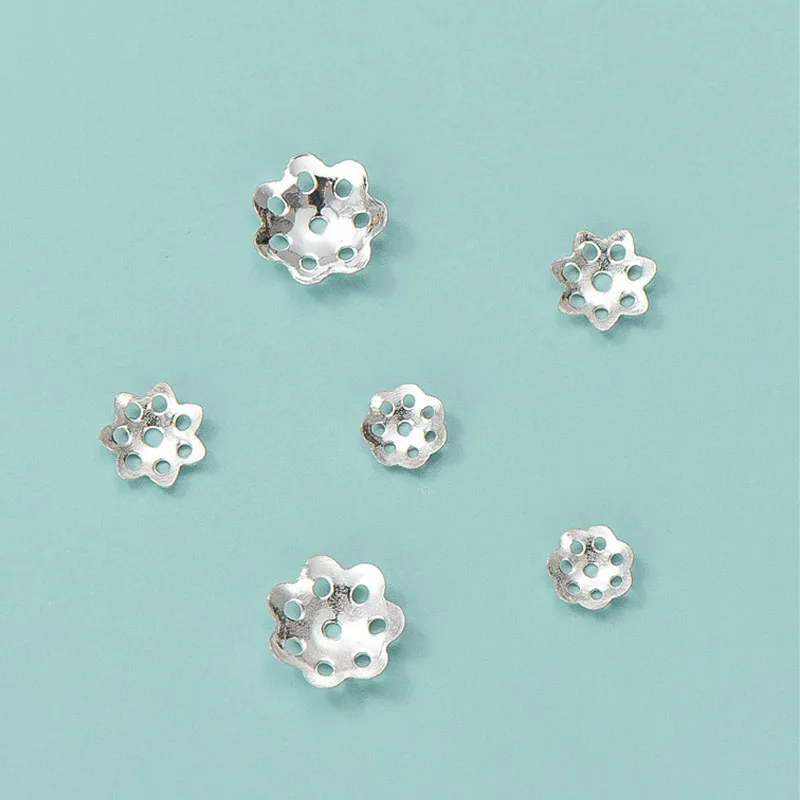 10pcs Real Solid 925 Sterling Silver Flower Bead Caps Fillagree Bead Caps Necklace Bracelet Connector Jewelry Making Findings