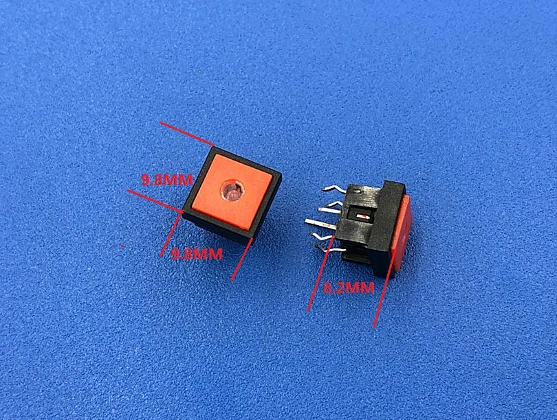 Original New 100% reset square DIP 6pin button switch with red light in the middle with light LED button light touch switch