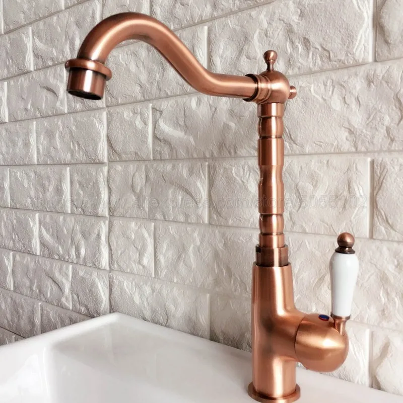 

Antique Red Copper Bathroom Basin Faucet Bath Faucets Vanity Vessel Sinks Mixer Tap Cold And Hot Water Tap znf414