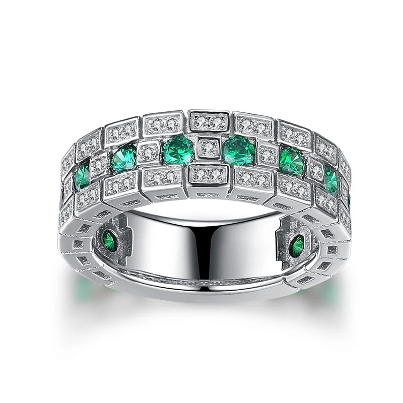 Huitan Luxus Grün CZ Hochzeit Bands Weibliche Ringe Einfache und Elegante Dame Zubehör Anniversary Party Ring Geschenk Trendy Schmuck