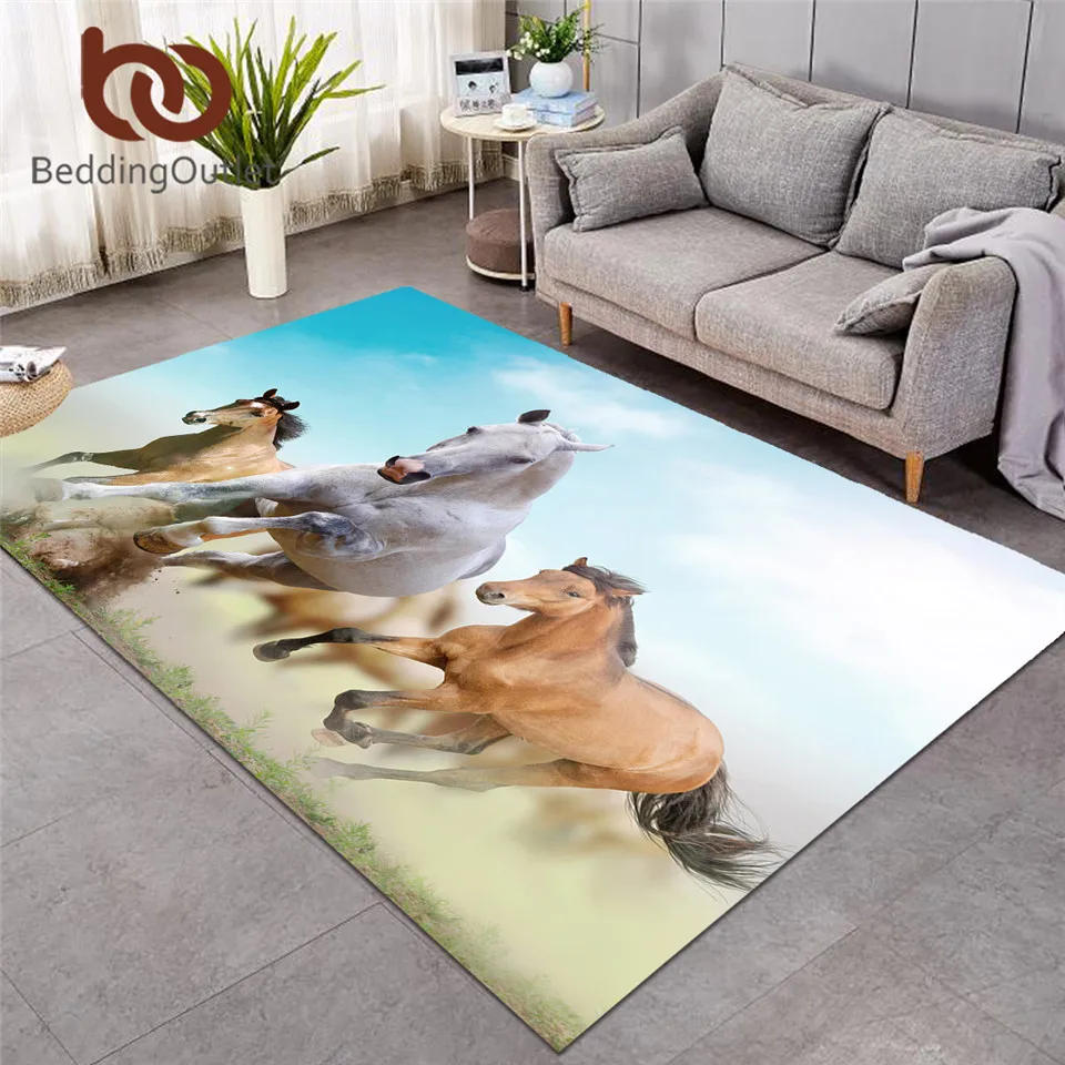 

BeddingOutlet Horses Large Carpets for Living Room 3D Printed Floor Mat Photography Area Rug Animal Non-slip Alfombra 122x183cm