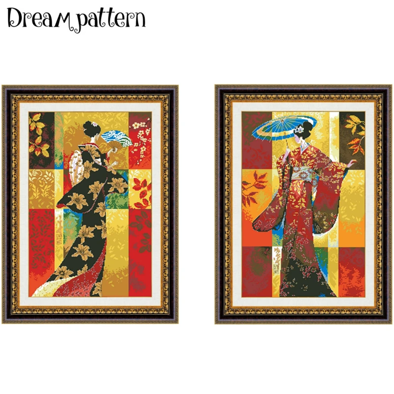 Geisha cross stitch kits aida fabric 18ct 14ct 11ct white unprint cotton thread embroidery kits DIY craft