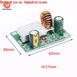 DC-DC 16V-90V To 12V 3A Step Down Power Supply Module Adjustable Voltage Regulator Buck Converter Buck Module Board