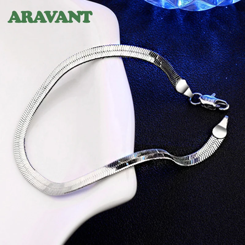 Aravant 925 Silver 4MM Snake Chain Bracelet For Women Fashion Jewelry