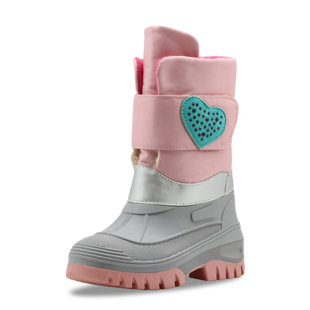 Kids Winter Snow Boots Pink Warm Shoes Thicken Footwear Rubber Sole Zip For Children Kid's Outdoor Girls Plus Velvet Waterproof