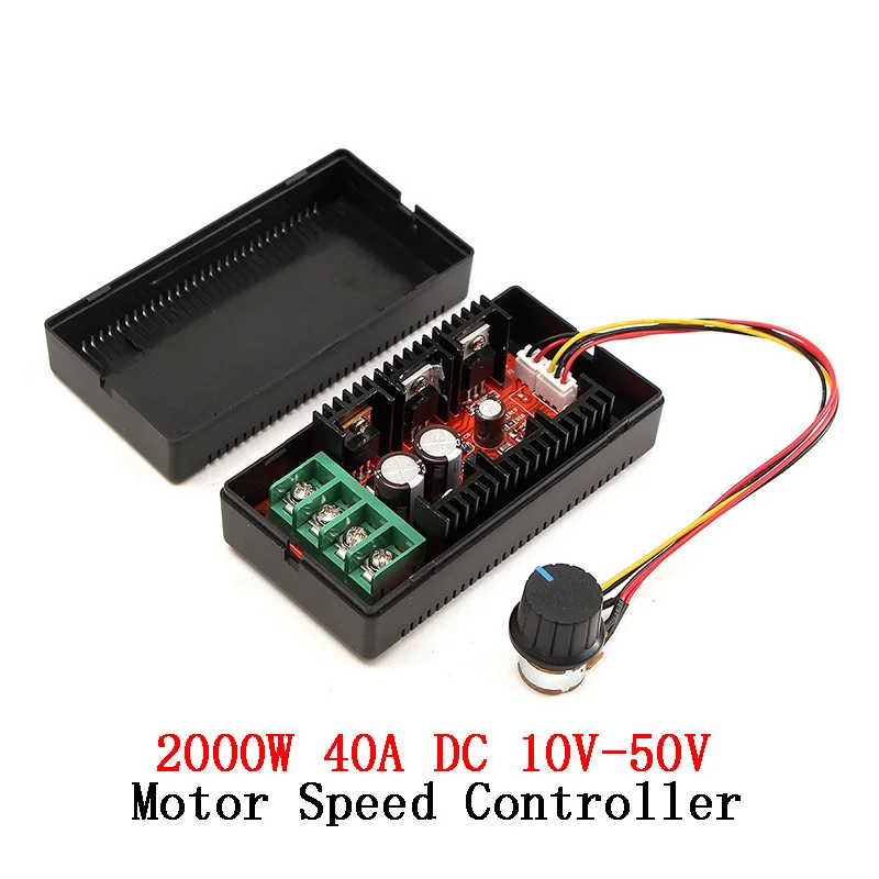 2000W 40A DC Motor Speed Controller DC 12V 24V PWM HHO RC Car Fan Speed Regulator Adjustable Power Control Switch Soft Starting