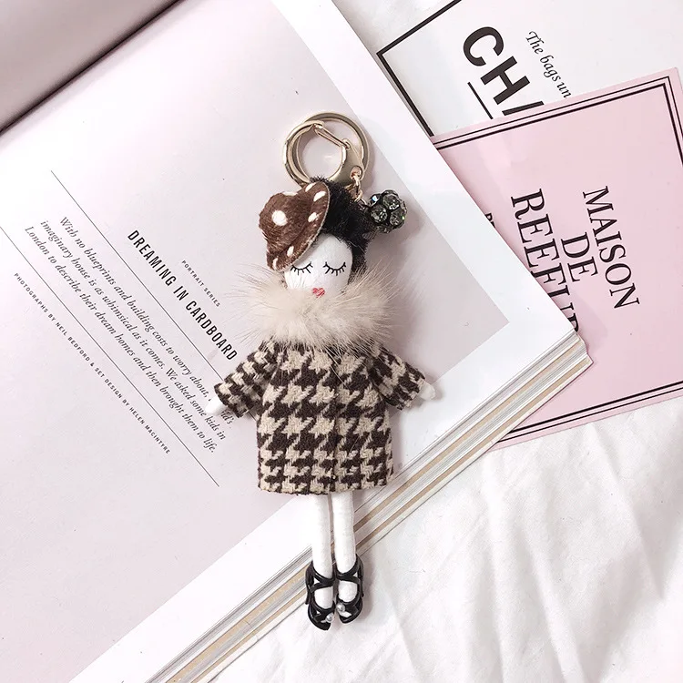 

2023 Real Mink Fur Keychain Bag Pompom Bag Charm KeyRing Luxury Car Jewelry Pendant Girlfriend Gift Luxury Keychain