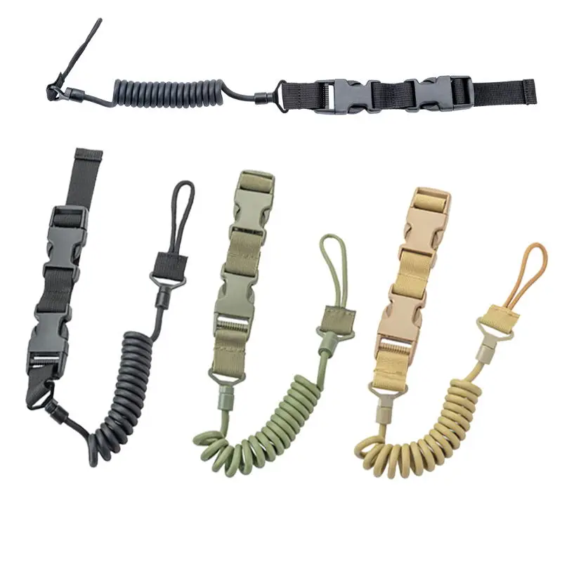 Molle Airsoft coil sling military elastic spring rope belt backpack lanyard strap bag gun handgun shooting hunt pistol tool