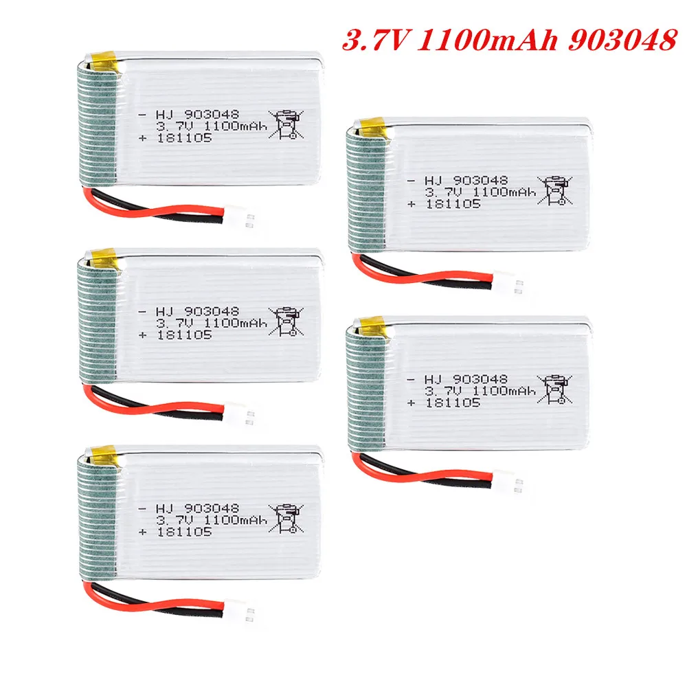 3.7V 1100mAh 903048 Lipo Battery Rechargeable Battery For Syma X5C X5SW M68 Cheerson CX-30 H5C Drone Spare Parts 2pcs to 5pcs