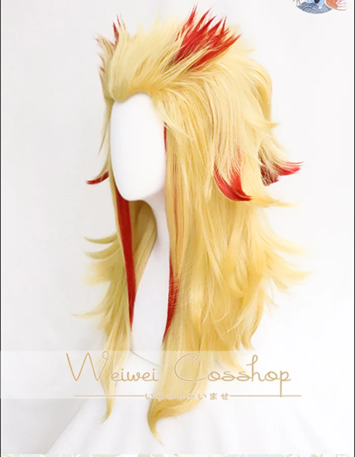 High Quality Rengoku Kyoujurou Wig Cosplay Costume Heat Resistant Hair Men Women Role Play Wigs + Wig Cap