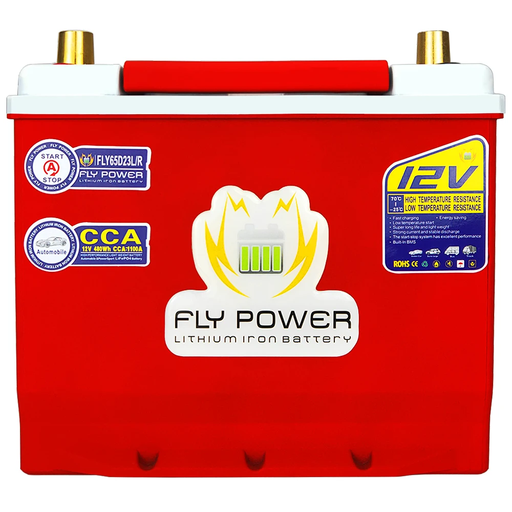 

FLY65D23L/R LiFePO4 Car Starting Battery With Voltage Display 12V 480WH CCA1100A Car Start Lithium iron Battery With Smart BMS