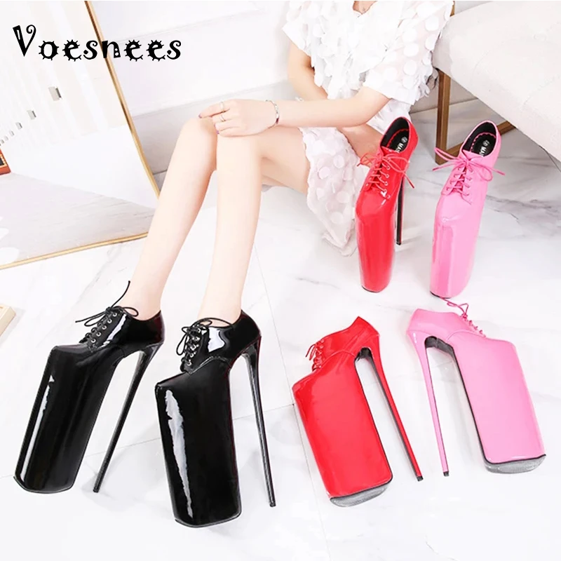 Voesnees Women's Pumps 2020 Spring and Autumn New Waterproof Platform High Heels 30cm Lace-Up Thin Heels Plus Size Models Shoes