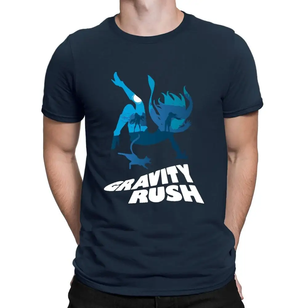 Футболка Gravity Rush мужская с принтом, топ в стиле хип-хоп, базовая однотонная тенниска из 100% хлопка, летняя майка для отдыха