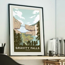 Gravity Falls National Park Print Vintage Art Painting Travels Cities Retro Posters Travel Landscape Posters Wall Art Picture